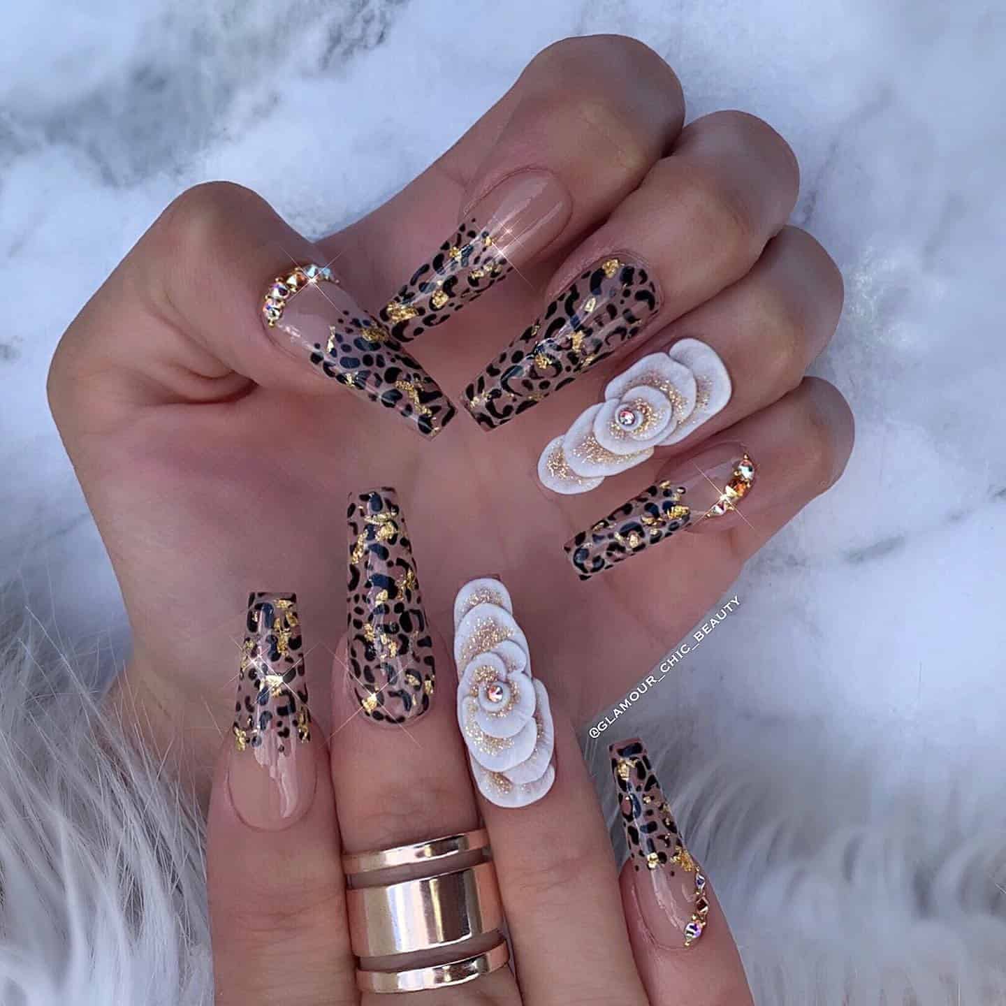 130 Elegant Rhinestones Coffin Nails Designs