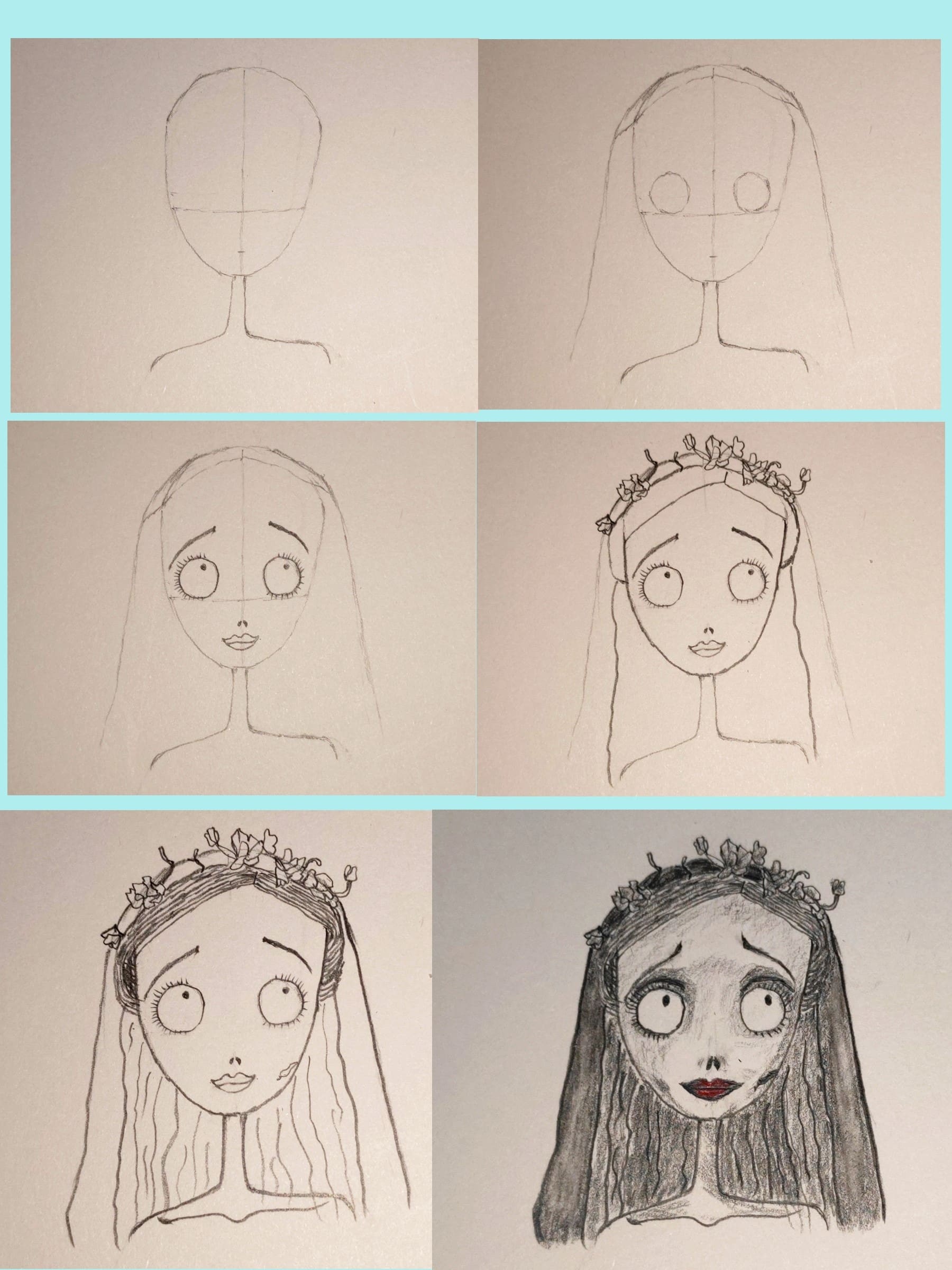 How to Draw Corpse Bride (Emily)Easy Step by Step