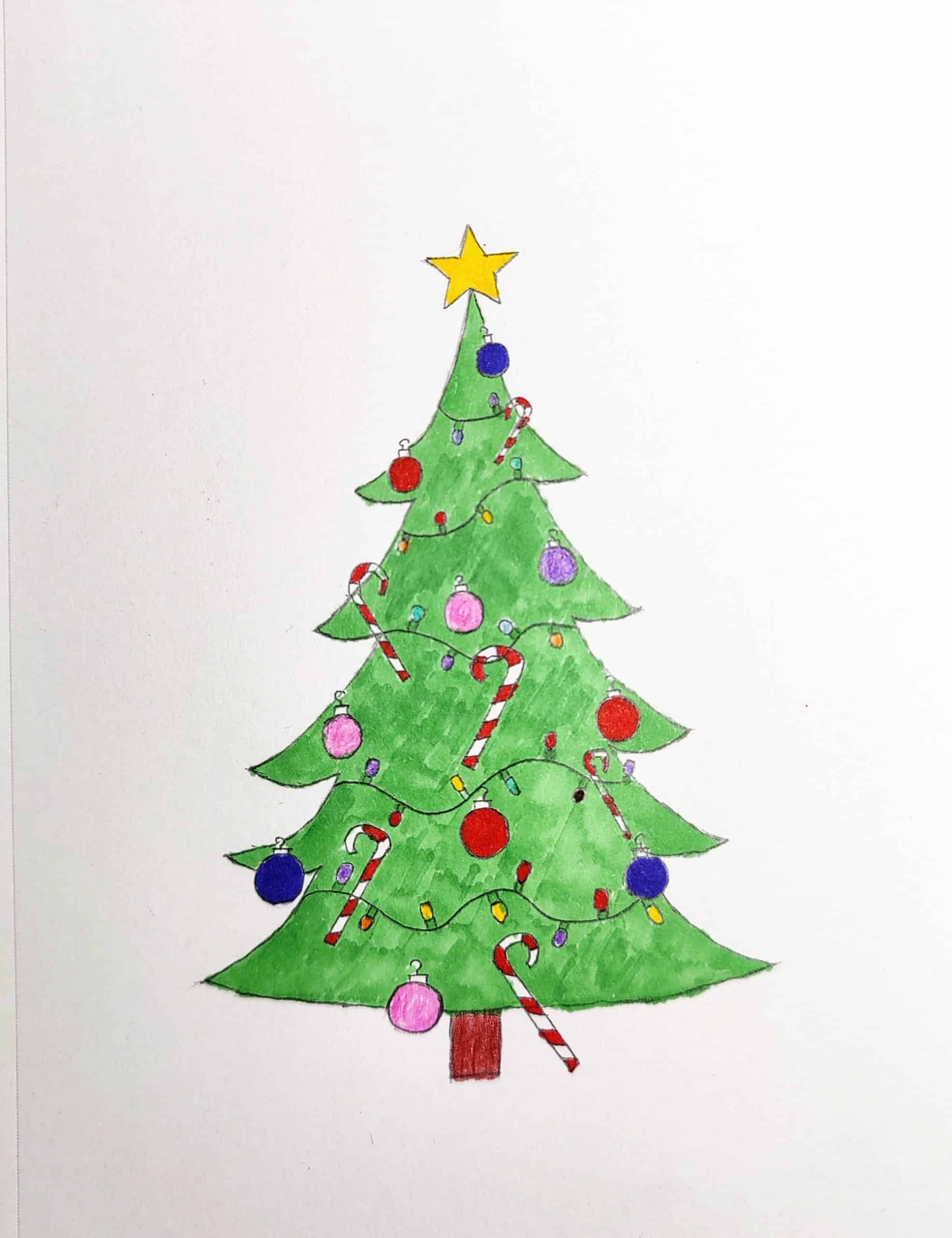 How to Draw Christmas Tree Decorate