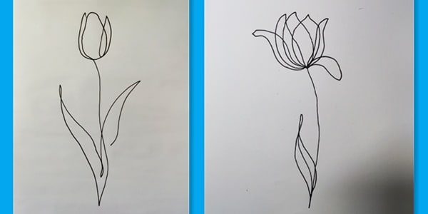 One line draw flowers-202104060266