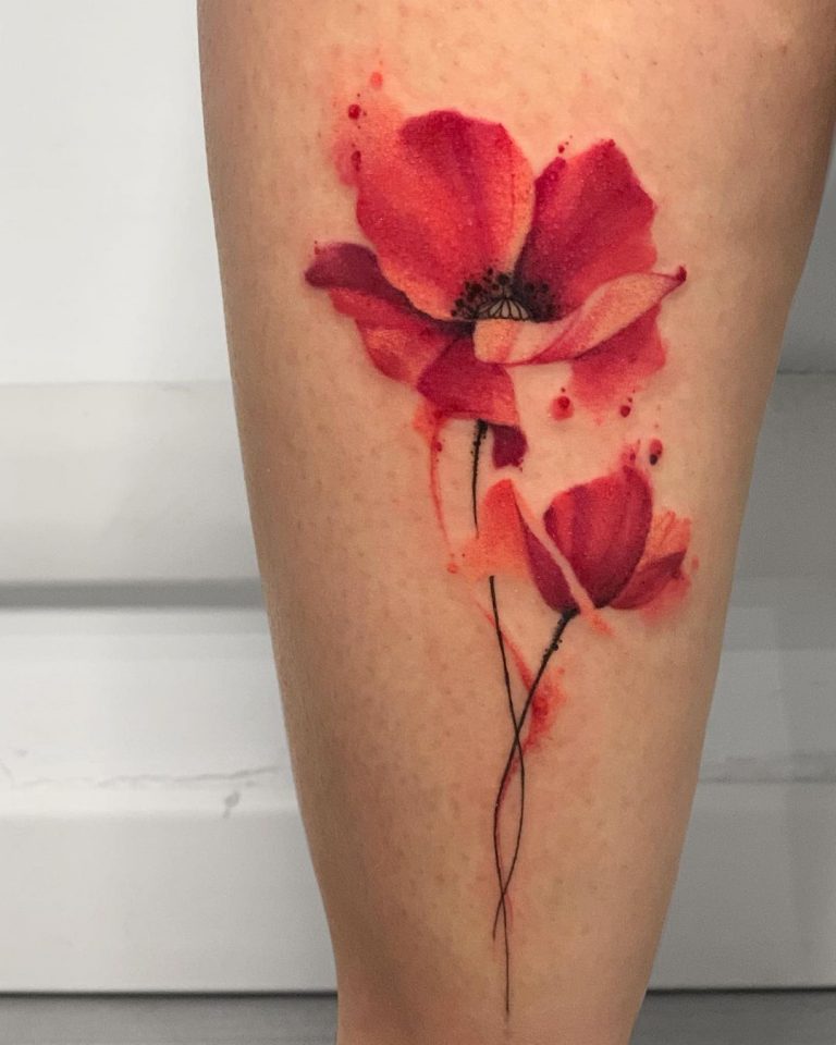 August Birth Flower Tattoos Poppy and Gladiolus Tattoos