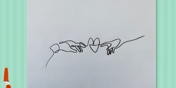 One line drawing Hand and Heart-2021070503
