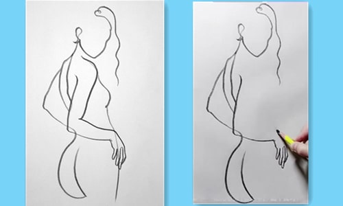 How to draw a female back with line art