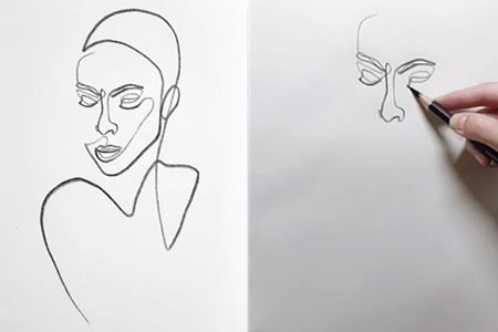 How to draw a face with one line art-20220114