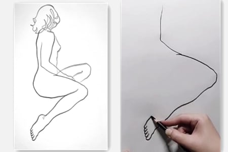 How to draw a female sexy side view with line art-20220116