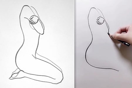 How to draw a kneeling woman with line art-20220114
