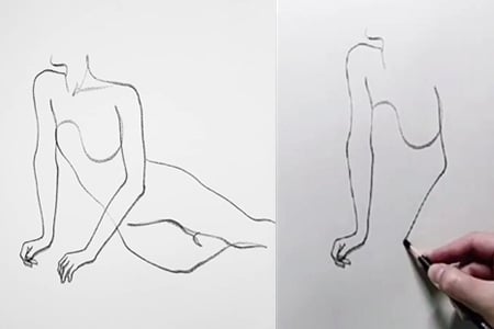 How to draw a reclining girl with line art-20220130