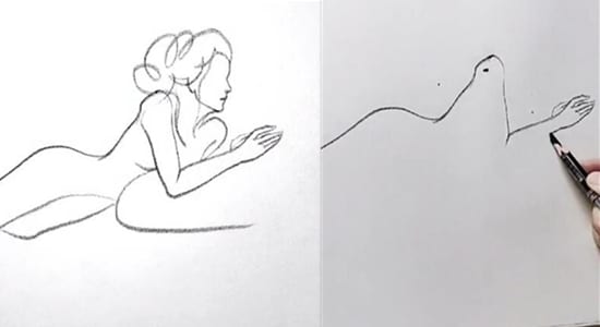 How to draw a reclining woman with line art-00
