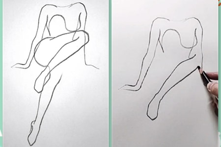 How to draw a seated girl with line art-20220123