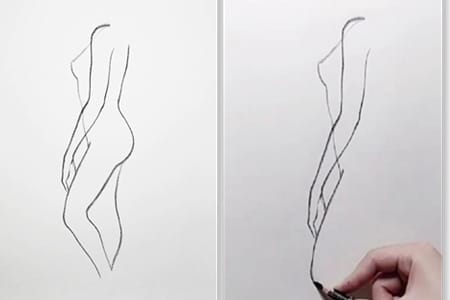 How to draw a sexy woman standing sideways with line art-20220124