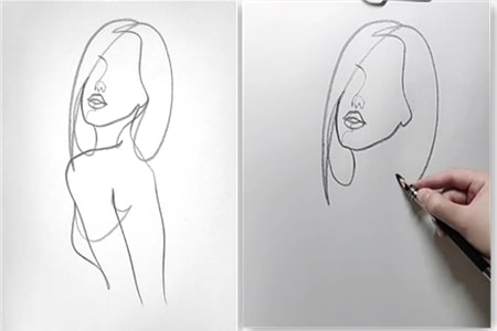 How to draw a short hair woman with line art-20220110