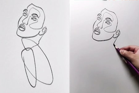 How to draw a side face with line art-20220110