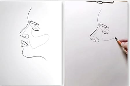 How to draw a side face with line art-20220113