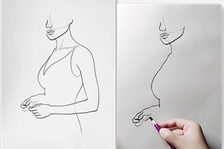 How to draw a sideways woman with line art-20211225