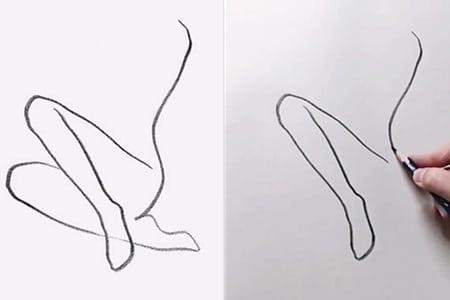 How to draw a sitting girl with line art-20220122