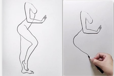 How to draw a standing woman with line art-20220108