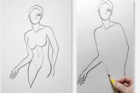 How to draw a woman with line art-20211224