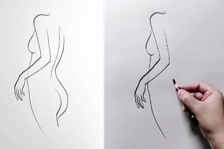 How to draw a woman's body with line art-20211224