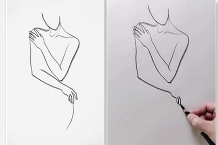 How to draw beautiful woman's arms with line art-20220112