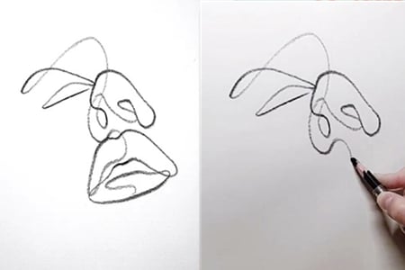 How to draw eyes nose and mouth with one line-20220119