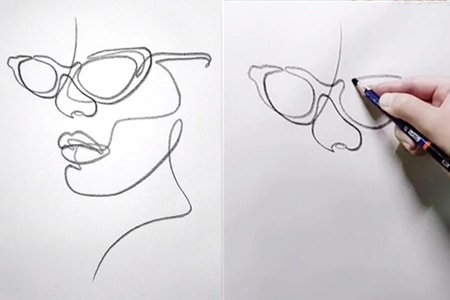 How to draw glasses in one stroke with line art-20220115