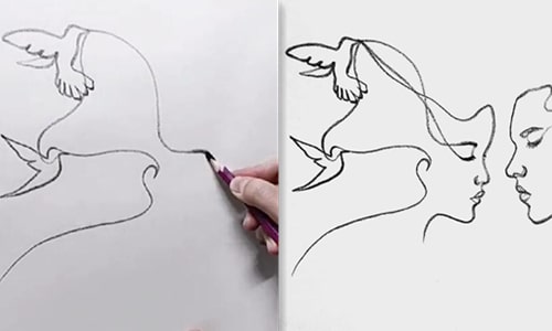How to draw human faces and hummingbirds with line art--20220119
