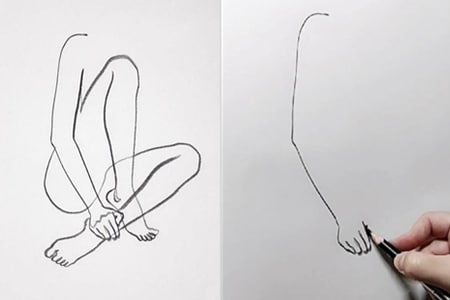 How to draw sitting with line art-20211221