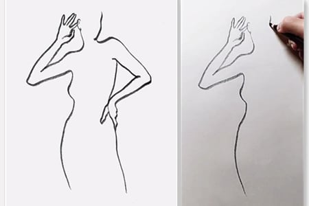 How to draw standing girls with line art-20220121