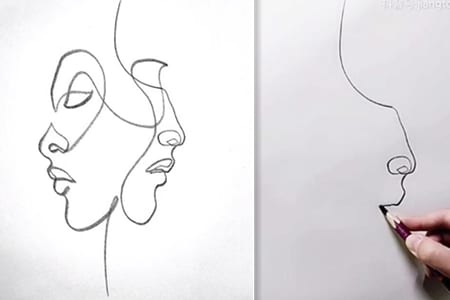 How to draw two faces in one stroke with line art-20220115