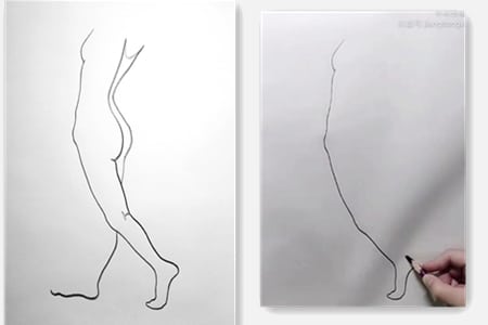 How to draw walking women with line art-20220112