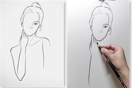 How to draw women with line art-20220109