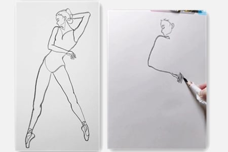 Practice how to draw female dancers with line art-20211223