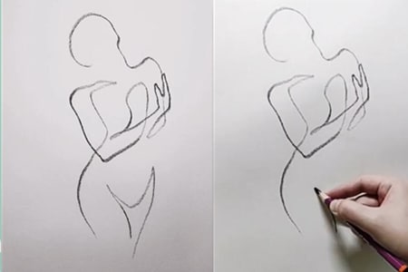 How to draw a girl with her hand on her chest with line art-20220209