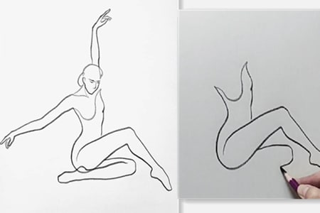 How to draw dance action line art-20220106