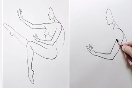 How to draw dance action line art-20220203