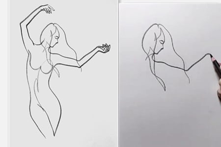How to draw dancing women with line art-20220104